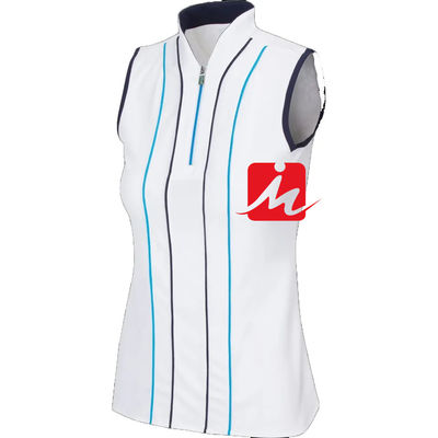 پیراهن پولو زنانه یقه ایستاده 1/4 زیپ در وسط چاپ سفارشی بدون آستین