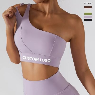 بند شانه مورب تکی لباس زیر زنانه یوگا تناسب اندام تیوب ساپورت با ضربه بالا